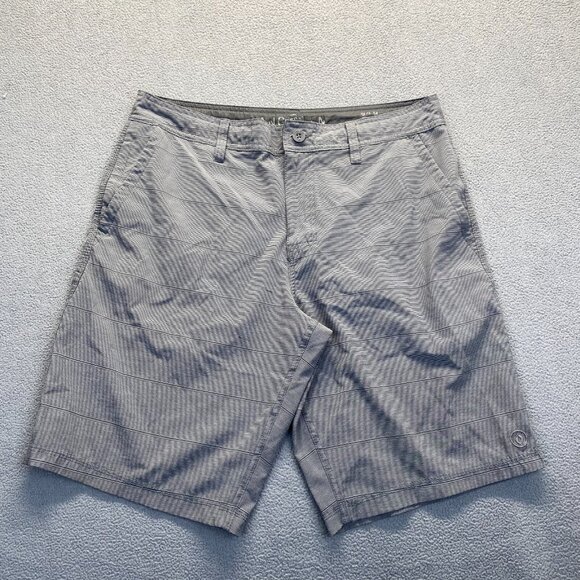Hang Ten Chino Shorts Mens Size 34 Gray Striped Pockets,Golf,Beach Activewear - Picture 1 of 13